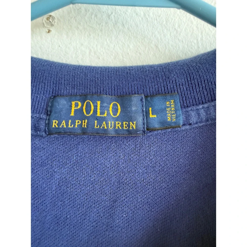 Polo Ralph Lauren Mens Royal Blue Short Sleeve Pique Polo Shirt Orange Pony L